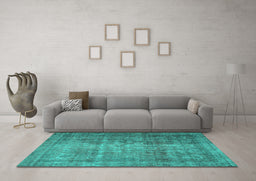Machine Washable Persian Turquoise Traditional Area Rugs in a Living Room,, wshtr2908turq