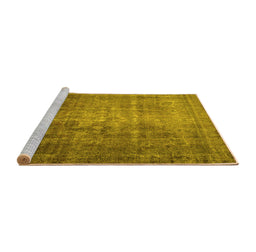 Sideview of Machine Washable Persian Yellow Traditional Rug, wshtr2908yw