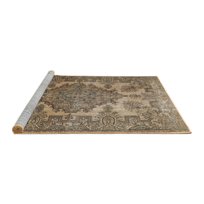 Sideview of Machine Washable Traditional Brown Rug, wshtr2909