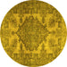 Round Persian Yellow Traditional Rug, tr2909yw
