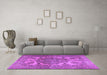 Machine Washable Persian Purple Traditional Area Rugs in a Living Room, wshtr2909pur