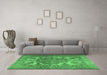 Machine Washable Persian Emerald Green Traditional Area Rugs in a Living Room,, wshtr2909emgrn