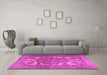 Machine Washable Persian Pink Traditional Rug in a Living Room, wshtr2909pnk