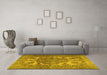 Machine Washable Persian Yellow Traditional Rug in a Living Room, wshtr2909yw