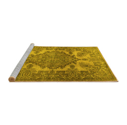 Sideview of Machine Washable Persian Yellow Traditional Rug, wshtr2909yw
