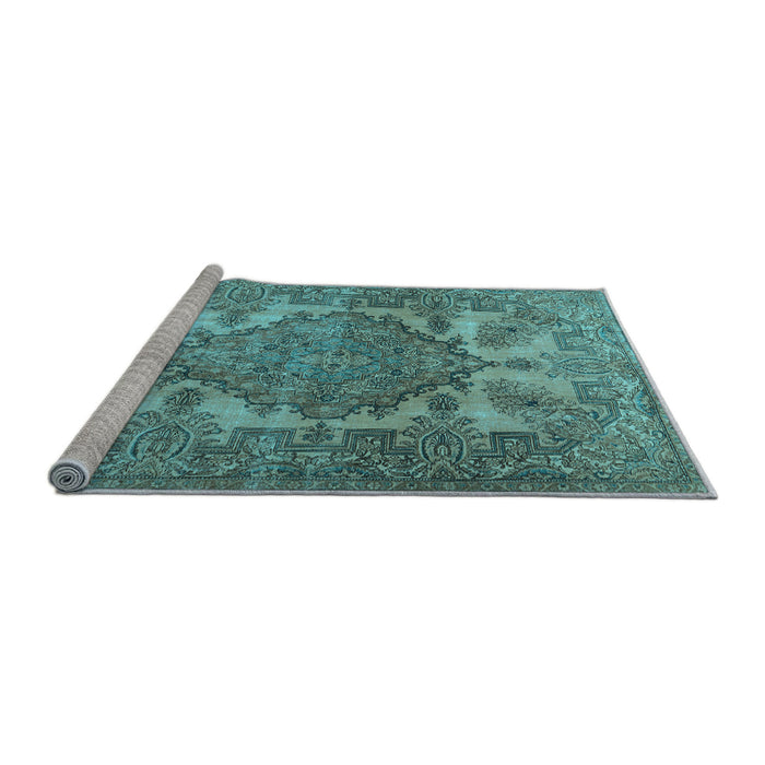 Sideview of Machine Washable Persian Light Blue Traditional Rug, wshtr2909lblu