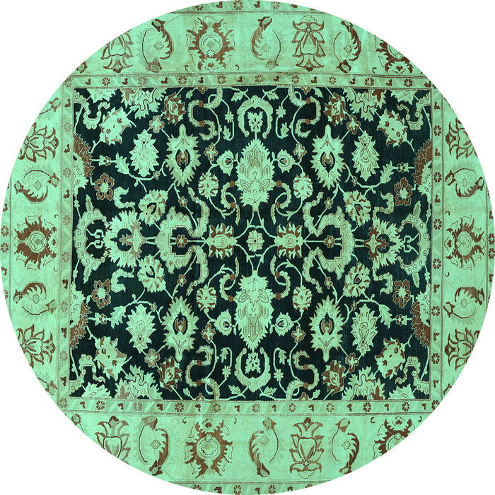 Round Machine Washable Persian Turquoise Traditional Area Rugs, wshtr290turq