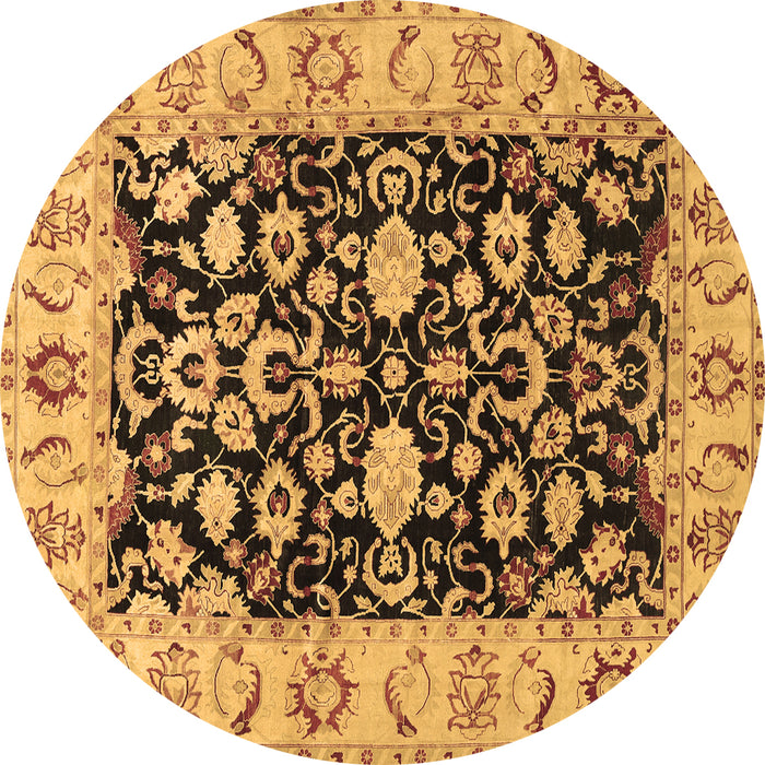 Round Persian Brown Traditional Rug, tr290brn
