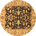 Round Persian Brown Traditional Rug, tr290brn
