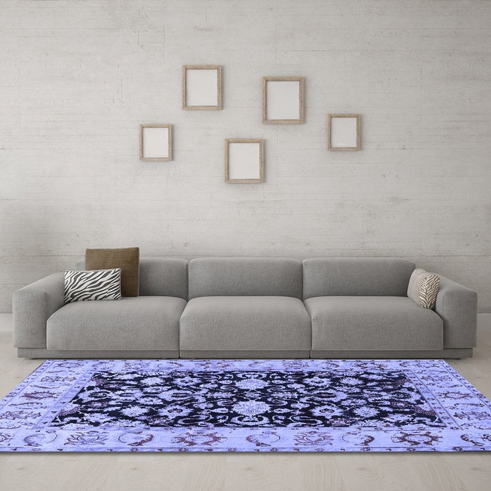 Machine Washable Persian Blue Traditional Rug in a Living Room, wshtr290blu