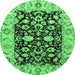 Round Persian Emerald Green Traditional Rug, tr290emgrn