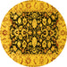 Round Machine Washable Persian Yellow Traditional Rug, wshtr290yw