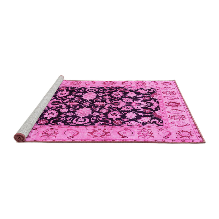 Sideview of Machine Washable Persian Pink Traditional Rug, wshtr290pnk