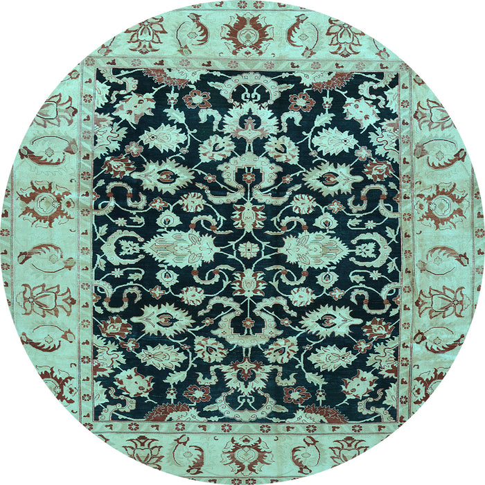 Round Machine Washable Persian Light Blue Traditional Rug, wshtr290lblu