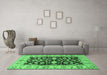 Machine Washable Persian Emerald Green Traditional Area Rugs in a Living Room,, wshtr290emgrn