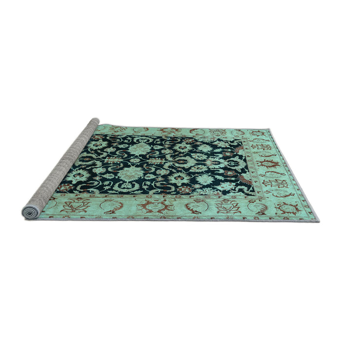 Sideview of Machine Washable Persian Light Blue Traditional Rug, wshtr290lblu