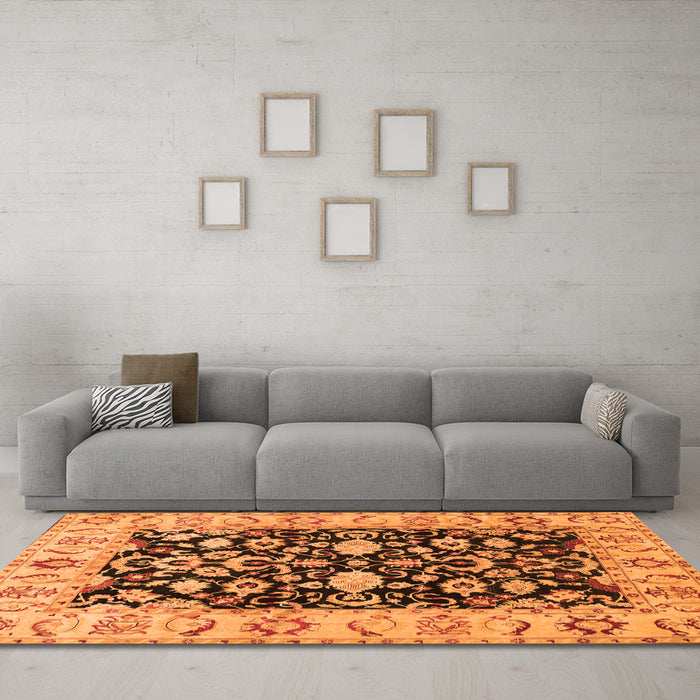 Machine Washable Persian Orange Traditional Area Rugs in a Living Room, wshtr290org