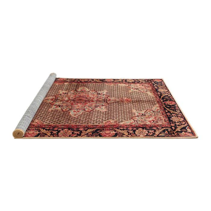 Sideview of Machine Washable Traditional Saffron Red Rug, wshtr291
