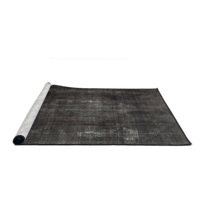 Sideview of Machine Washable Traditional Carbon Gray Rug, wshtr2910