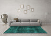 Machine Washable Persian Turquoise Traditional Area Rugs in a Living Room,, wshtr2910turq