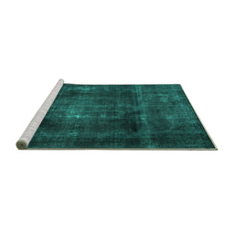 Sideview of Machine Washable Persian Turquoise Traditional Area Rugs, wshtr2910turq