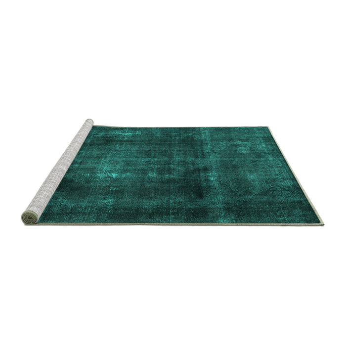 Sideview of Machine Washable Persian Turquoise Traditional Area Rugs, wshtr2910turq