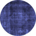 Round Persian Blue Traditional Rug, tr2910blu