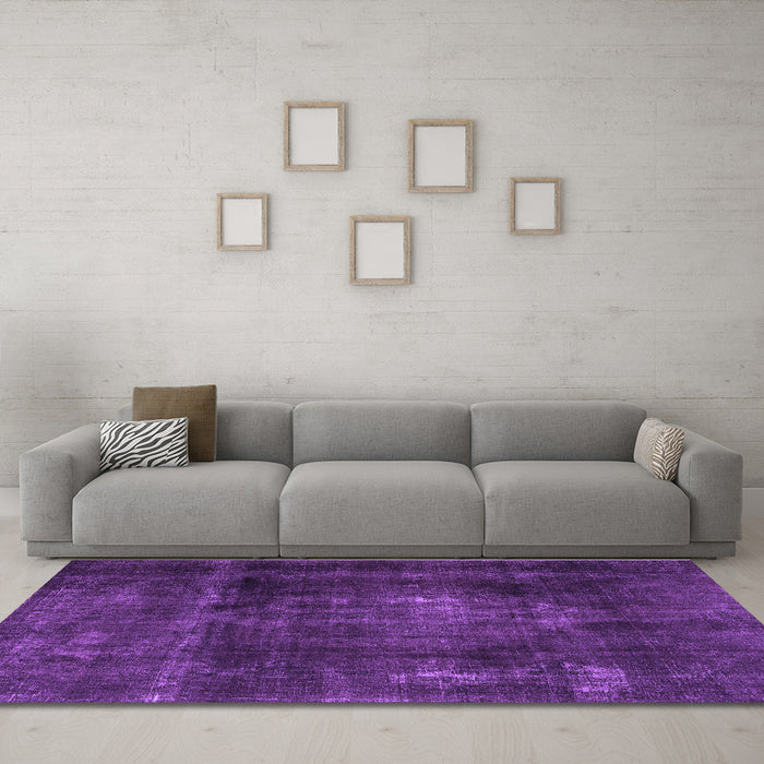 Machine Washable Persian Purple Traditional Area Rugs in a Living Room, wshtr2910pur