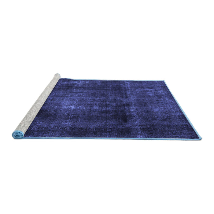 Sideview of Machine Washable Persian Blue Traditional Rug, wshtr2910blu