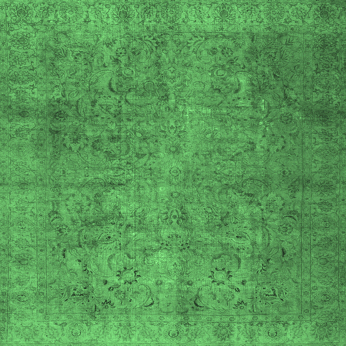Square Machine Washable Persian Emerald Green Traditional Area Rugs, wshtr2911emgrn