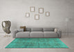 Machine Washable Persian Turquoise Traditional Area Rugs in a Living Room,, wshtr2911turq