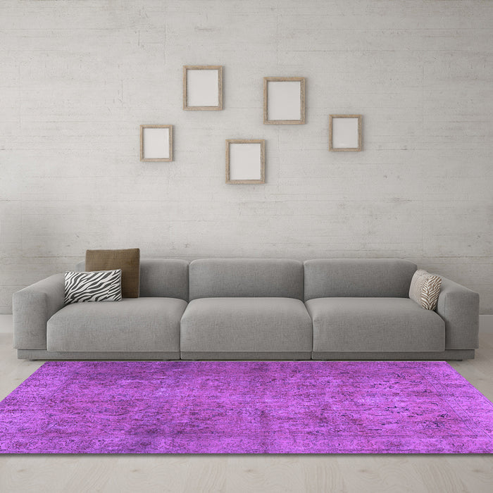 Machine Washable Persian Purple Traditional Area Rugs in a Living Room, wshtr2911pur
