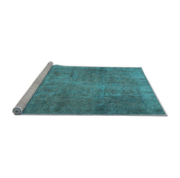 Sideview of Machine Washable Persian Light Blue Traditional Rug, wshtr2911lblu