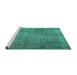 Sideview of Machine Washable Persian Turquoise Traditional Area Rugs, wshtr2911turq