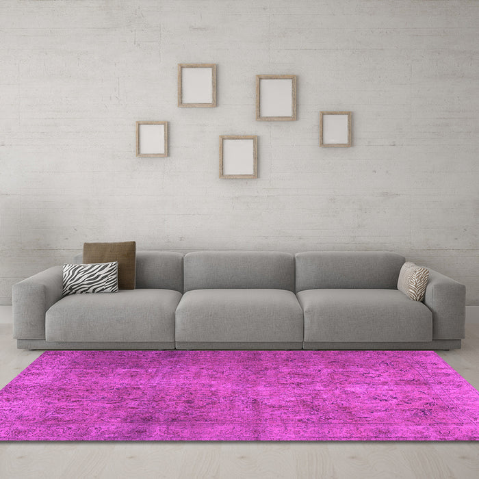 Machine Washable Persian Pink Traditional Rug in a Living Room, wshtr2911pnk