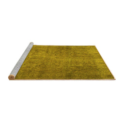 Sideview of Machine Washable Persian Yellow Traditional Rug, wshtr2911yw