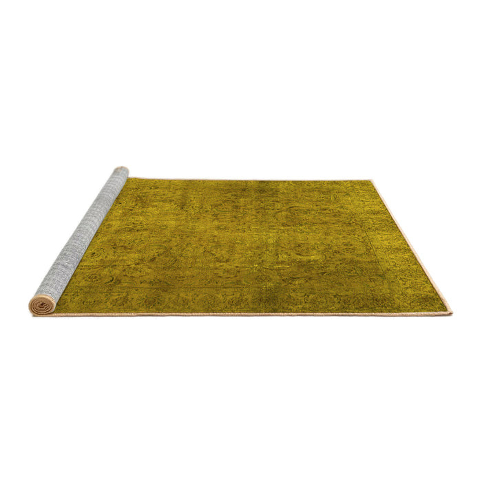 Sideview of Machine Washable Persian Yellow Traditional Rug, wshtr2911yw