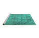 Sideview of Machine Washable Persian Turquoise Traditional Area Rugs, wshtr2912turq