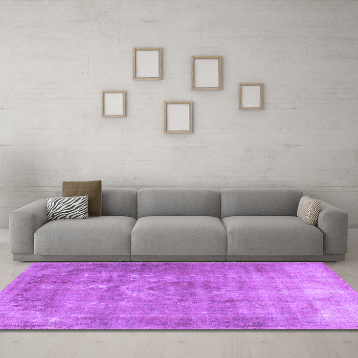 Machine Washable Persian Purple Traditional Area Rugs in a Living Room, wshtr2912pur
