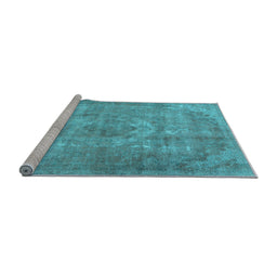 Sideview of Machine Washable Persian Light Blue Traditional Rug, wshtr2912lblu