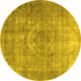 Round Persian Yellow Traditional Rug, tr2912yw