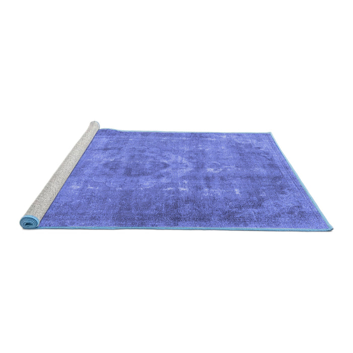 Sideview of Machine Washable Persian Blue Traditional Rug, wshtr2912blu