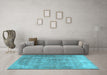 Machine Washable Persian Light Blue Traditional Rug in a Living Room, wshtr2912lblu