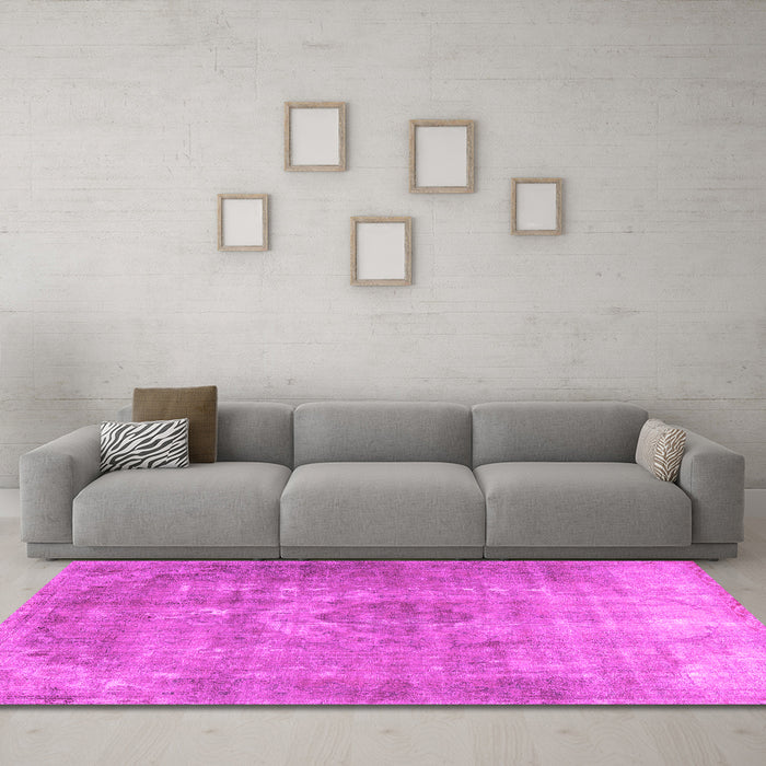 Machine Washable Persian Pink Traditional Rug in a Living Room, wshtr2912pnk