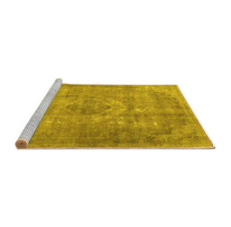 Sideview of Machine Washable Persian Yellow Traditional Rug, wshtr2912yw