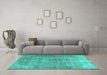 Machine Washable Persian Turquoise Traditional Area Rugs in a Living Room,, wshtr2912turq