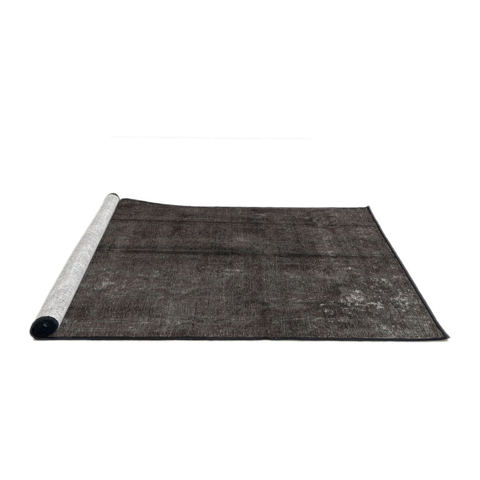 Sideview of Machine Washable Traditional Carbon Gray Rug, wshtr2913