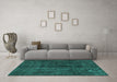 Machine Washable Persian Turquoise Traditional Area Rugs in a Living Room,, wshtr2913turq