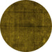 Round Persian Yellow Traditional Rug, tr2913yw