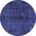 Round Persian Blue Traditional Rug, tr2913blu